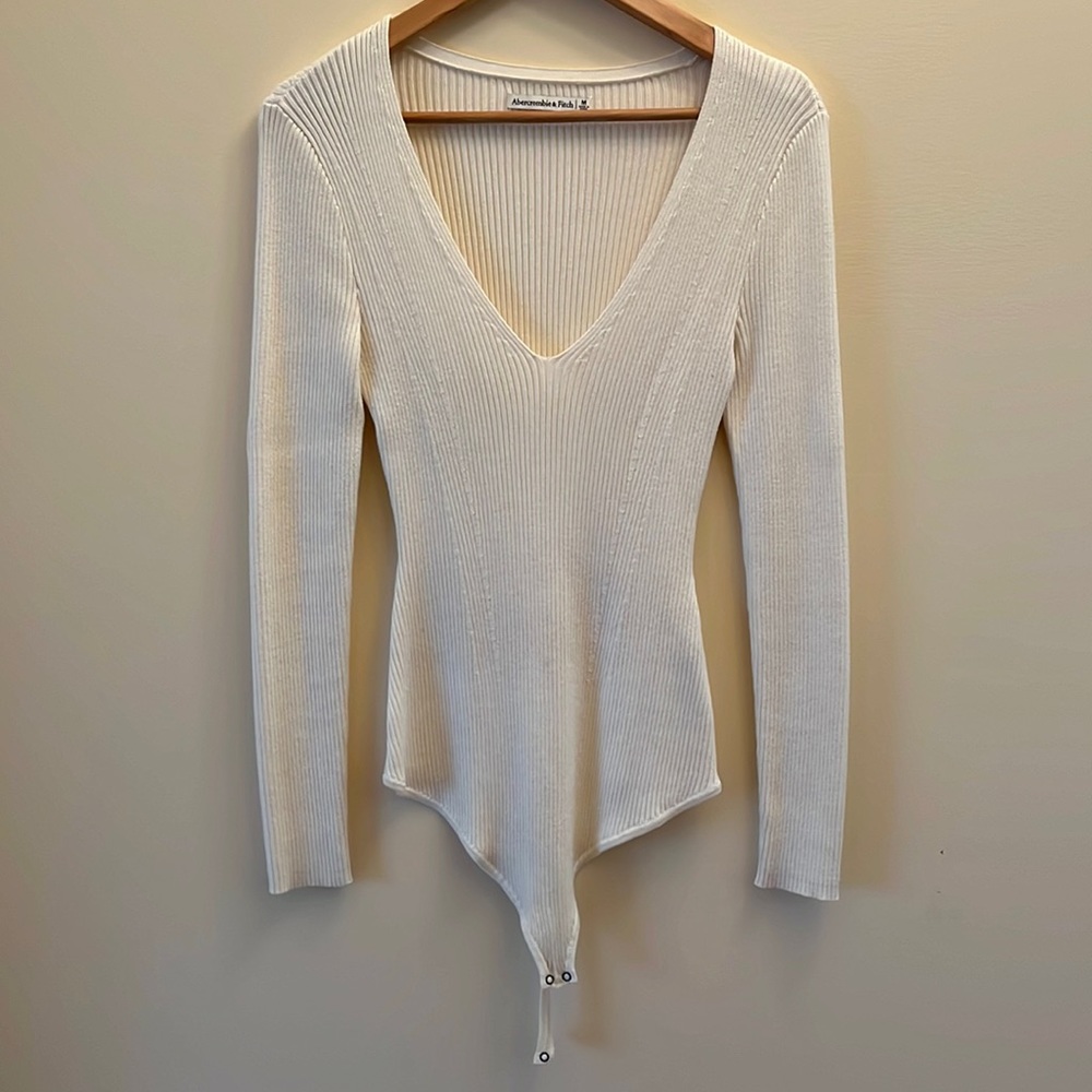 Abercrombie & Finch White Ribbed Bodysuit